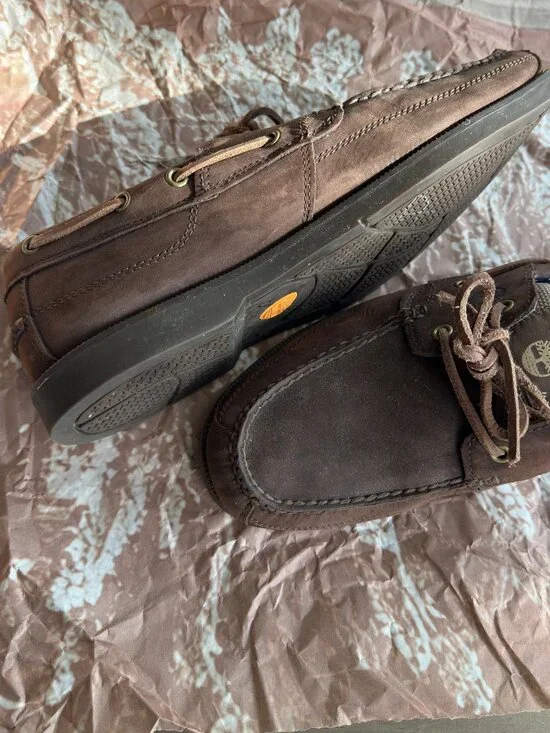 MENS TIMBERLAND LEATHER DOCK SHOES SIZE 10W GREAT SHAPE - Picture 4 of 9